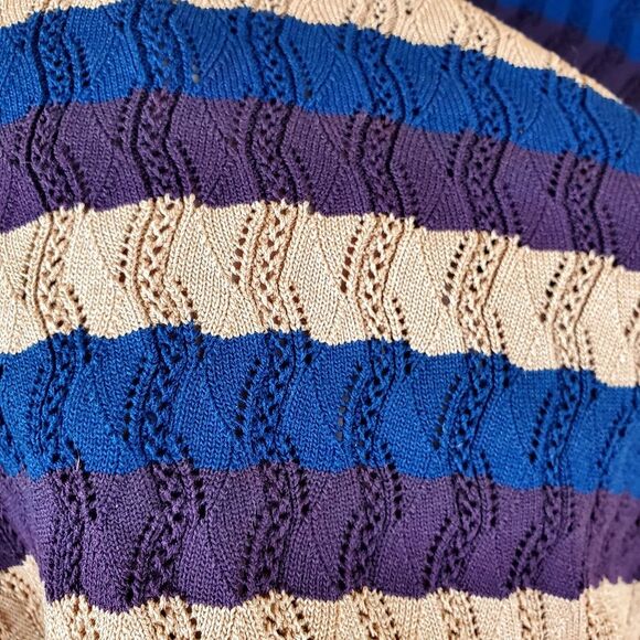JASON WU Collective  Multi-Color Striped Knit Eyelet Pullover Sweater in Size M - Picture 5 of 5